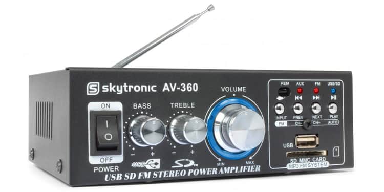 Skytronic av360 amplificador con usb/sd fm 2 x 40w 103142