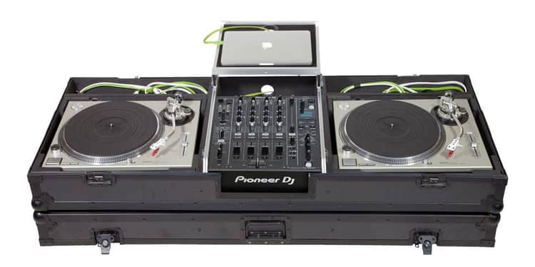 Walkasse wmdj-12ltsii flight case tocadiscos (normal)/ pioneer djm-900nxs2 plata (soporte ordenador y ruedas).