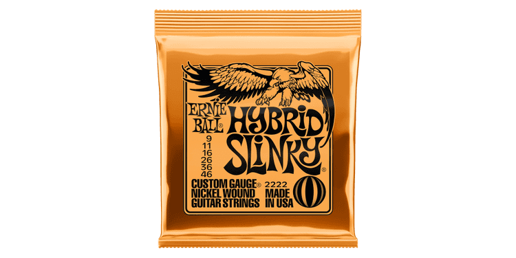 Ernie ball 2222 slinky orange hybrid cuerdas para guitarra eléctrica 9-46