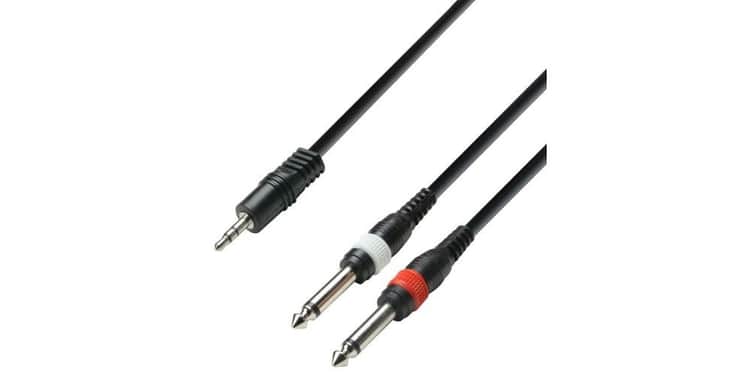 Adam hall cable mini jack stereo a 2 jack mono 3 metros rf:38