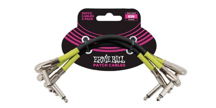 Ernie ball 6059 cable patch bk jack a jack plano 15 cm negro pack 3 unid