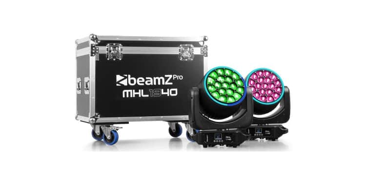 Beamz mhl1940 set cabeza móvil led wash con flightcase