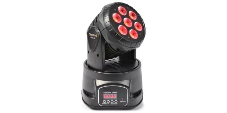 Beamz mhl-74 mini cabeza movil wash 7x 10w dmx 12 ch quad led 150518