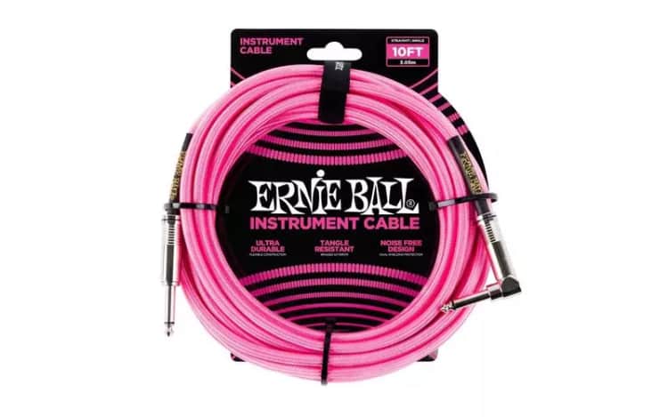 Ernie ball 6078 jack a jack cable instrumento trenzado 2,54 metros rosa