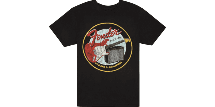 Fender 1946 guitars y amplifiers t-shirt vintage black l